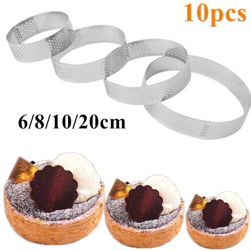 Kitchen Gadgets Under $10 - 10Pcs Stainless Steel Tart Ring 6/8/10/20cm