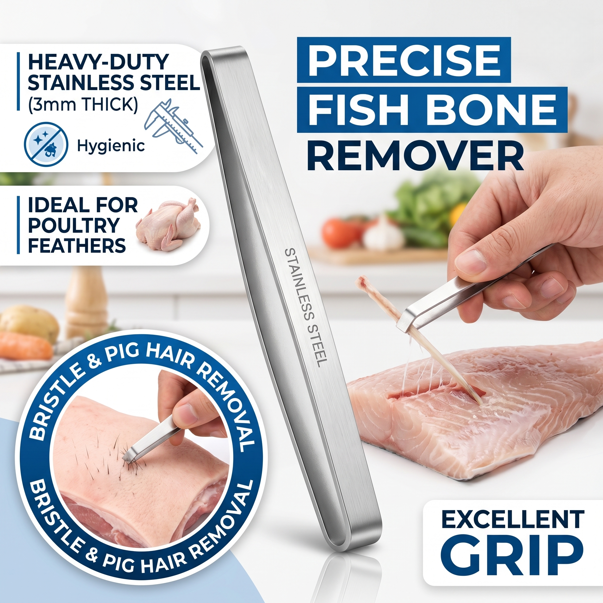 Kitchen Helper Gadgets - Stainless Steel Flat and Slant Tweezers