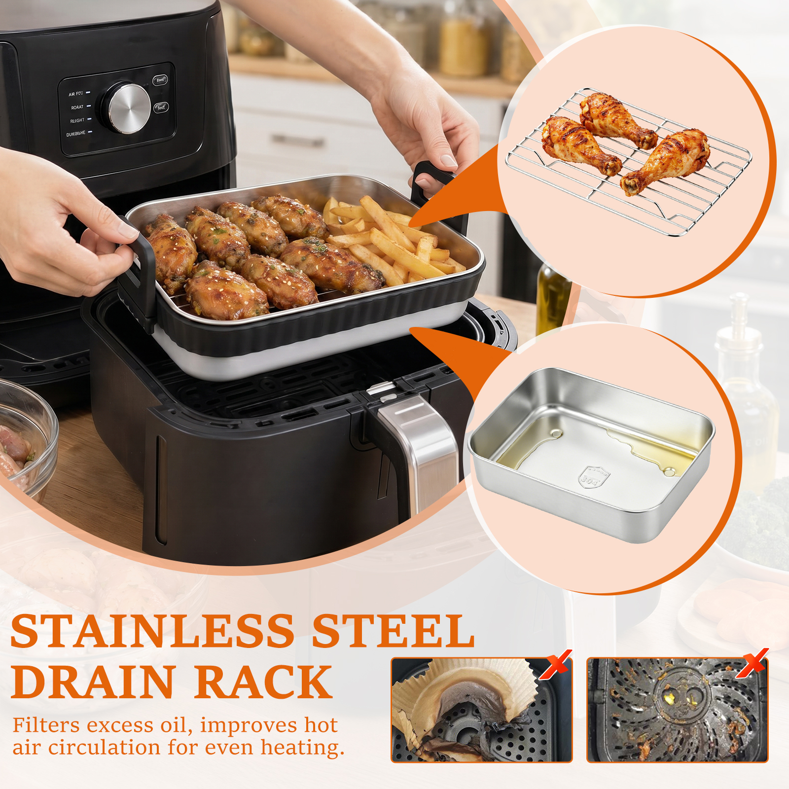 Stainless Steel Baking Pan wit - Kitchen Gadgets Air Fryer 리뷰 및 가격