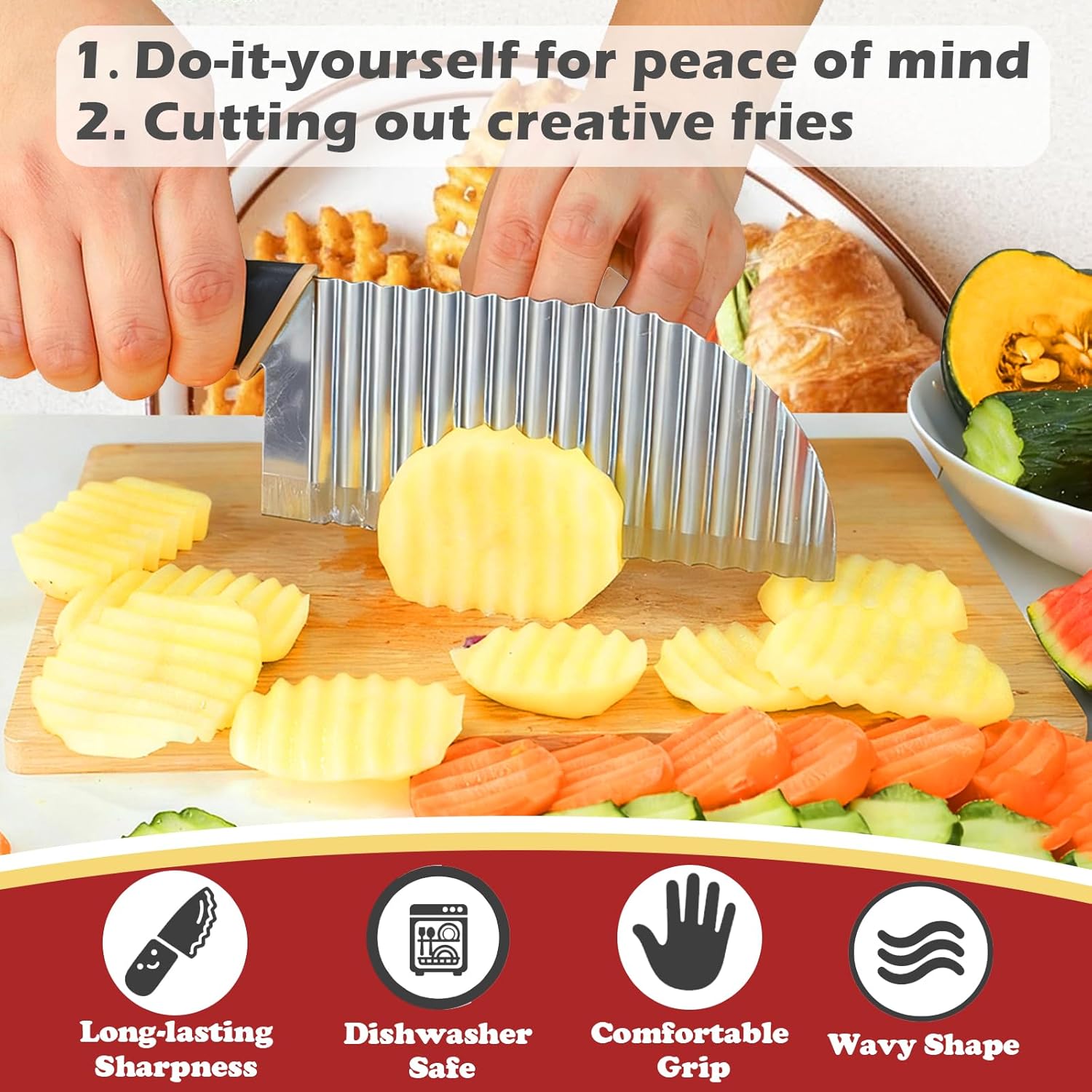 Large Crinkle Cutter Wave Pota - Kitchen Gadgets Vegetable Cutter 리뷰 및 가격